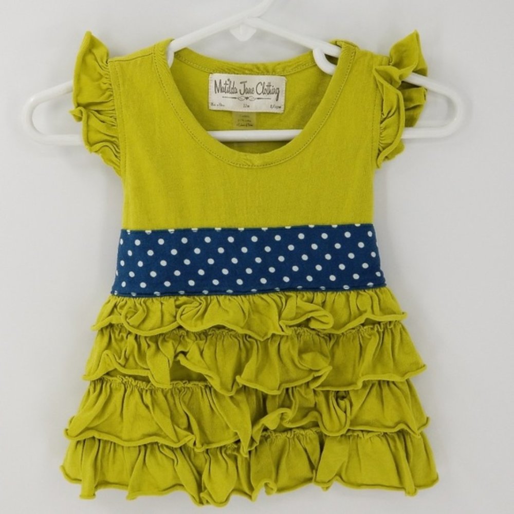 Matilda Jane Green Apple Lizzy Ruffle Top Size 12m